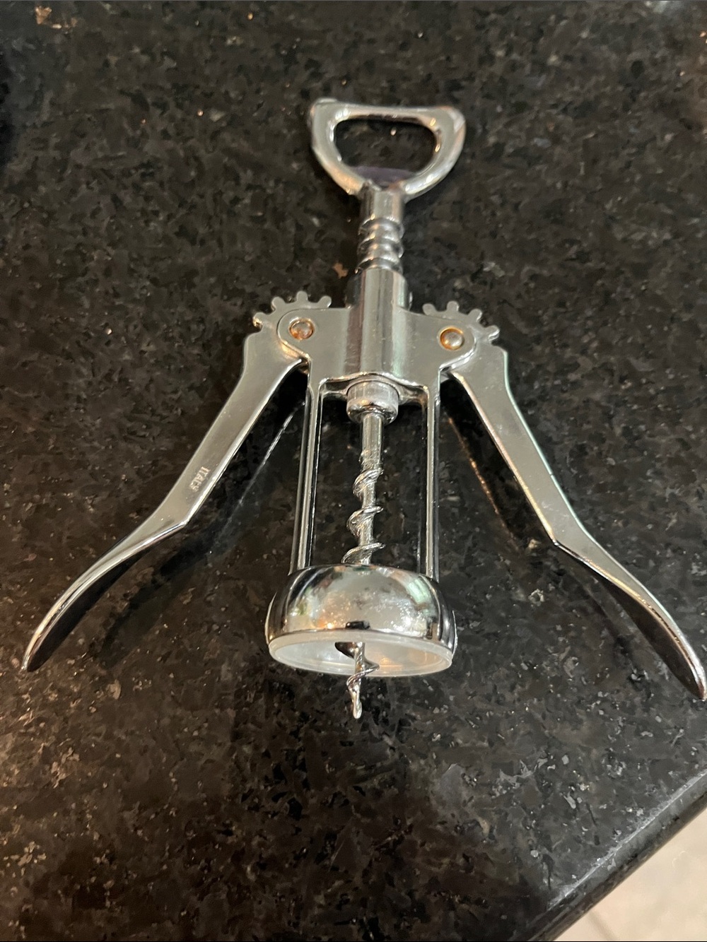 Chrome Winged Corkscrew Bottle Opener - Silver